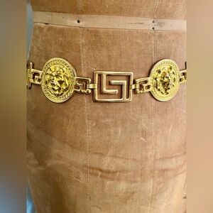 Lion Head Gold Tone Metal Belt Designer Look